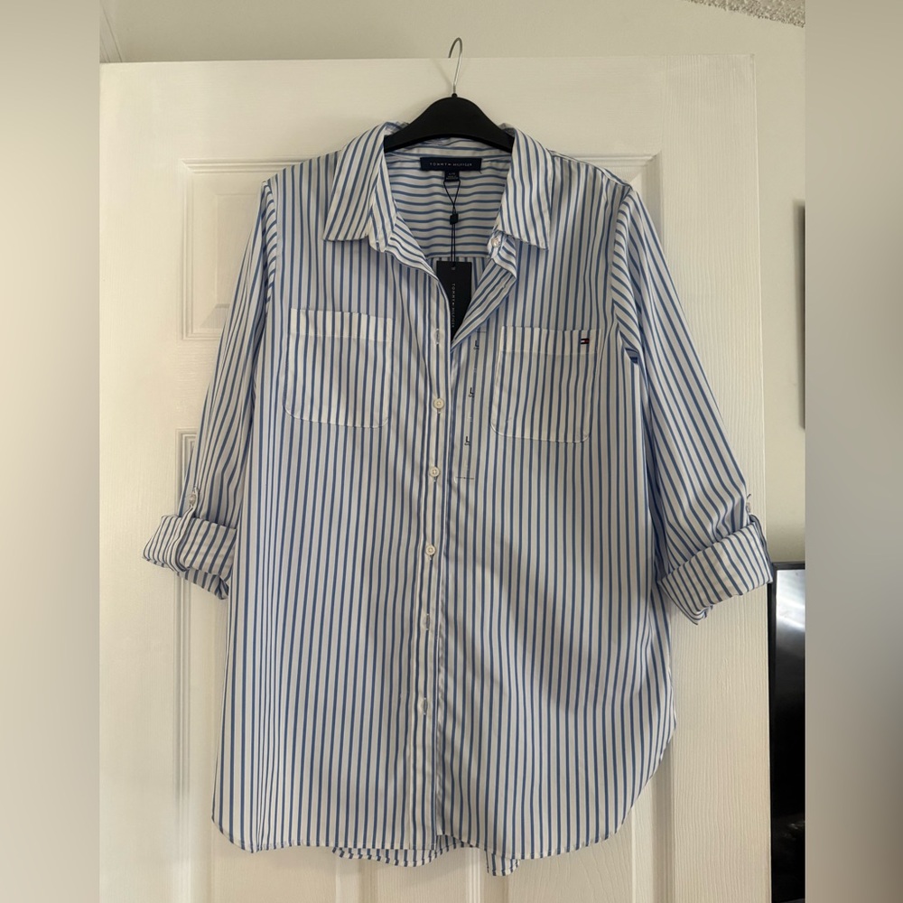 Tommy Hilfiger Blue and White Striped Shirt BNWT